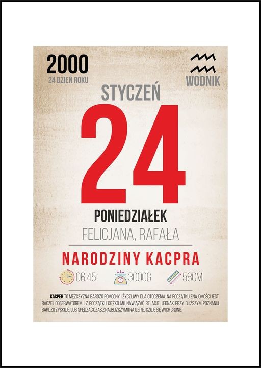 Obraz "TWOJA KARTKA Z KALENDARZA" PVC