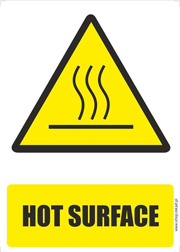 HOT SURFACE - znaki ostrzegawcze BHP