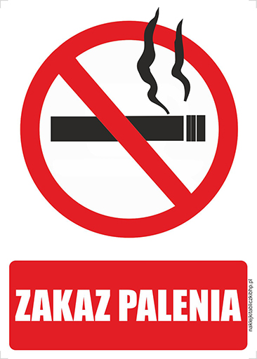 ZAKAZ PALENIA - znak zakazu BHP