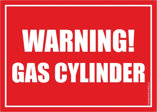 WARNING GAS CYLINDER - znak BHP
