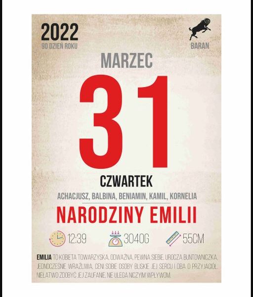 Twoja Kartka z Kalendarza - EMILIA,