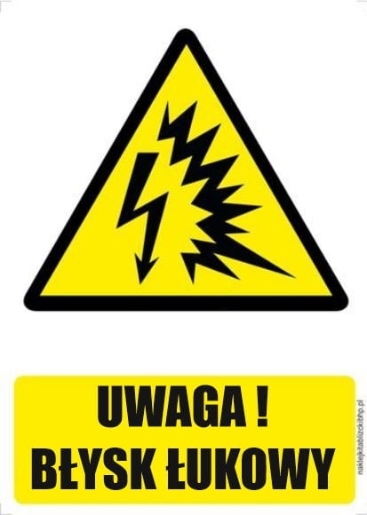 UWAGA BŁYSK ŁUKOWY - znaki elektryczne BHP,