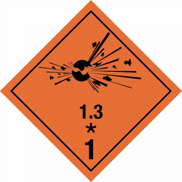 MATERIAŁY I PRZEDMIOTY WYBUCHOWE KLASA 1 PODKLASA 1.3 - znak ADR BHP,