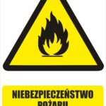 NIEBEZPIECZEŃSTWO POŻARU MATERIAŁY ŁATWOPALNE - Tablica BHP,