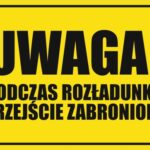 UWAGA PODCZAS ROZŁADUNKU PRZEJŚCIE ZABRONIONE - Tablica BHP,